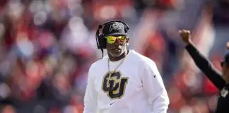 Colorado Buffaloes head coach Deion Sanders. © Mark J. Rebilas-Imagn Images