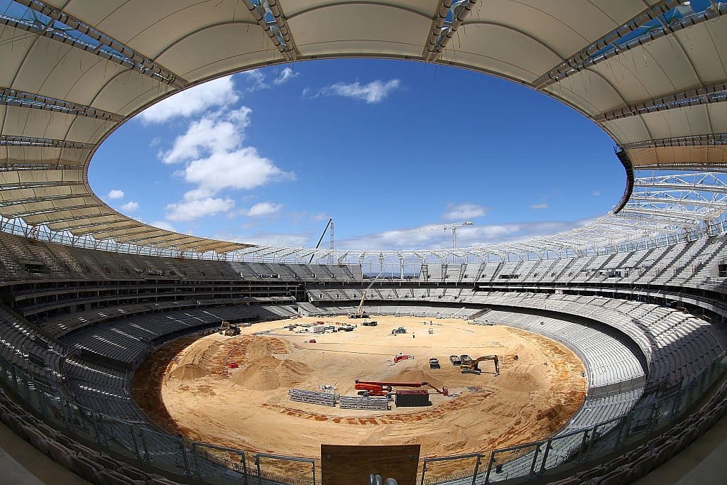 during the new Perth Stadium Tour on October 29, 2016 in Perth, Australia.