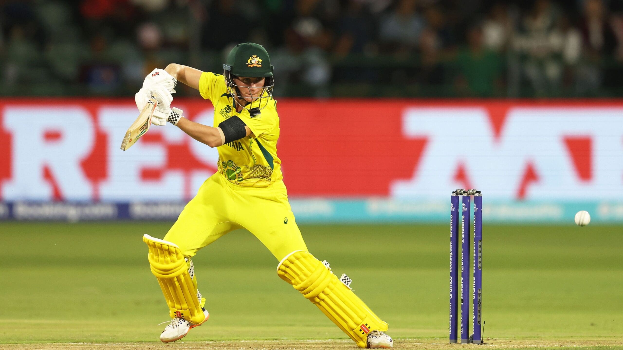 Beth Mooney of Australia plays a shot during the ICC Women’s T20 World Cup group A match between South Africa and Australia at St George’s Park on February 18, 2023 in Gqeberha, South Africa_