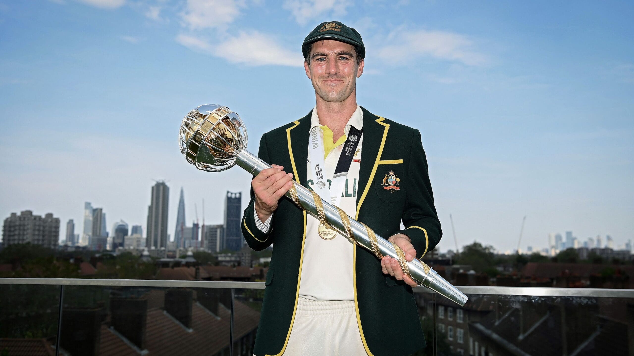 Australia captain Pat Cummins with the Test Mace after defeating India in the ICC World Test Championship Final_